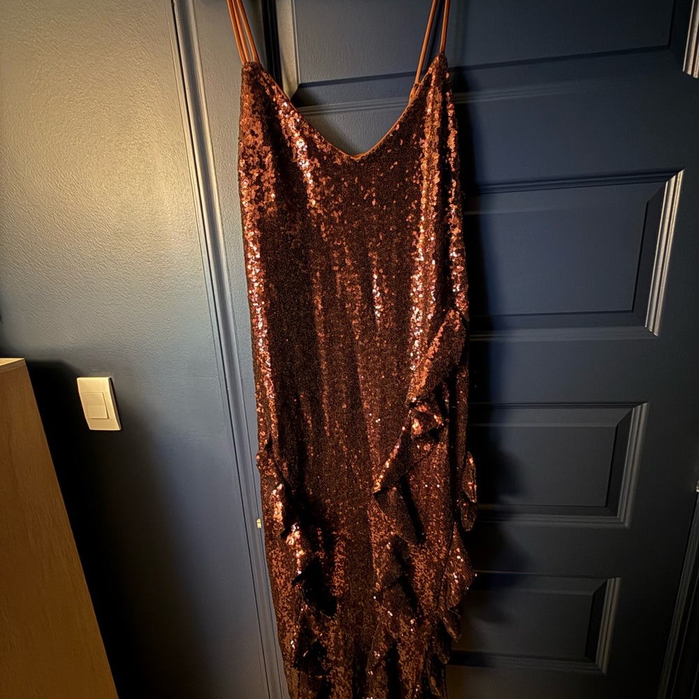 Eloquii Copper Sequin Midi Dress